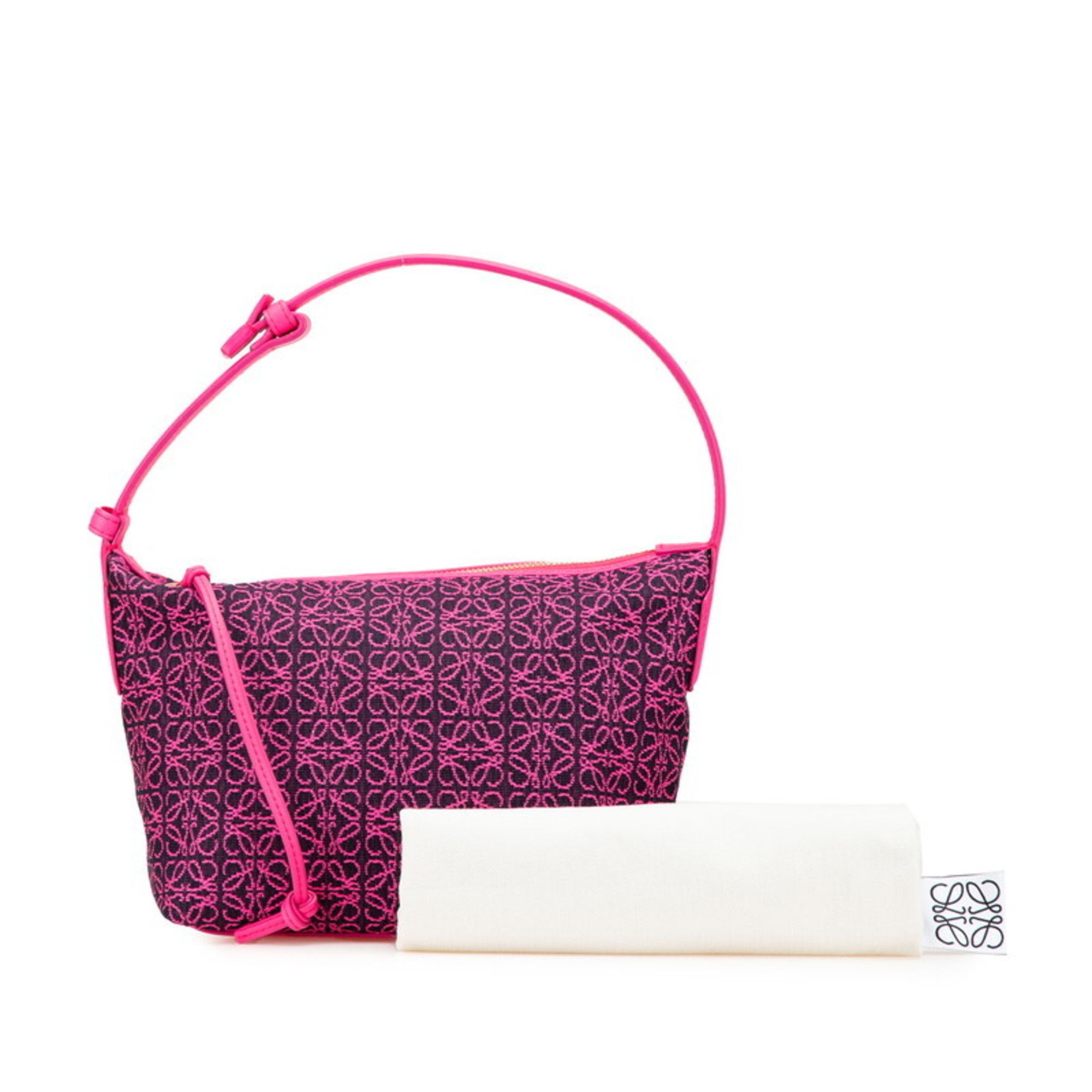 Loewe LOEWE Anagram Cubby Bag, Small Handbag, Neon Pink Leather Jacquard, Women's Size ONE SIZE - 12 Thumbnail
