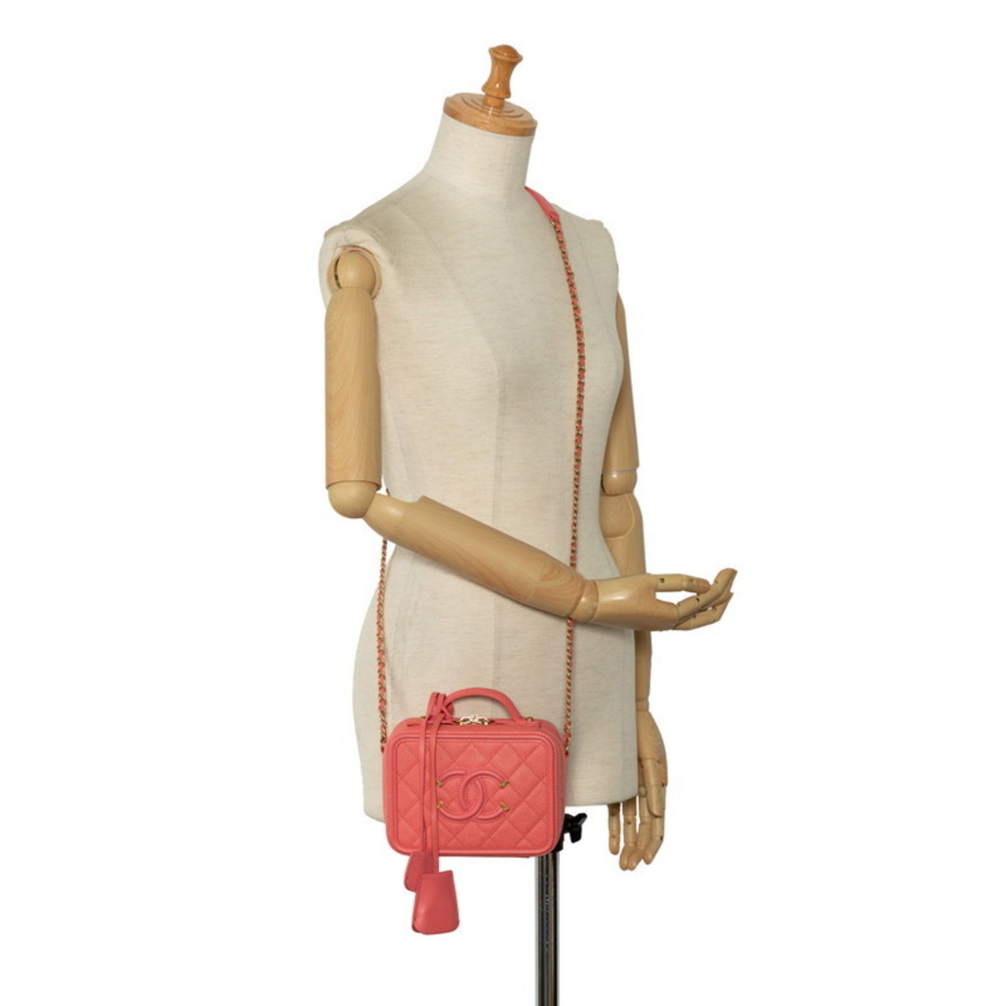 Chanel CHANEL Matelasse Coco Mark CC Figurine Handbag/Shoulder Bag, 2-Way, Pink Caviar Skin, Women's Size ONE SIZE - 11 Thumbnail