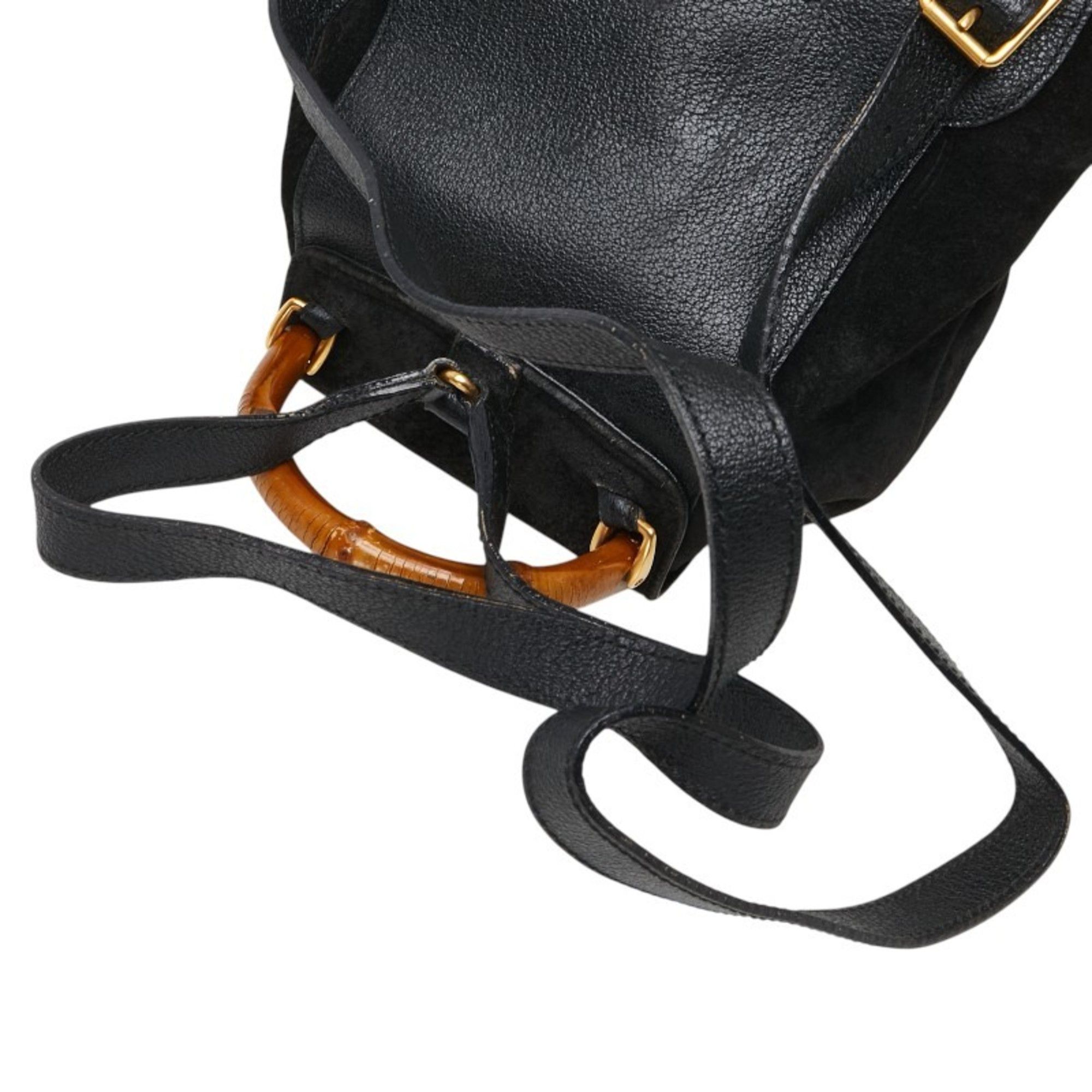 Gucci Gucci Bamboo Backpack 003 2058 0030 Black Leather Suede Women's GUCCI Size ONE SIZE - 8 Thumbnail