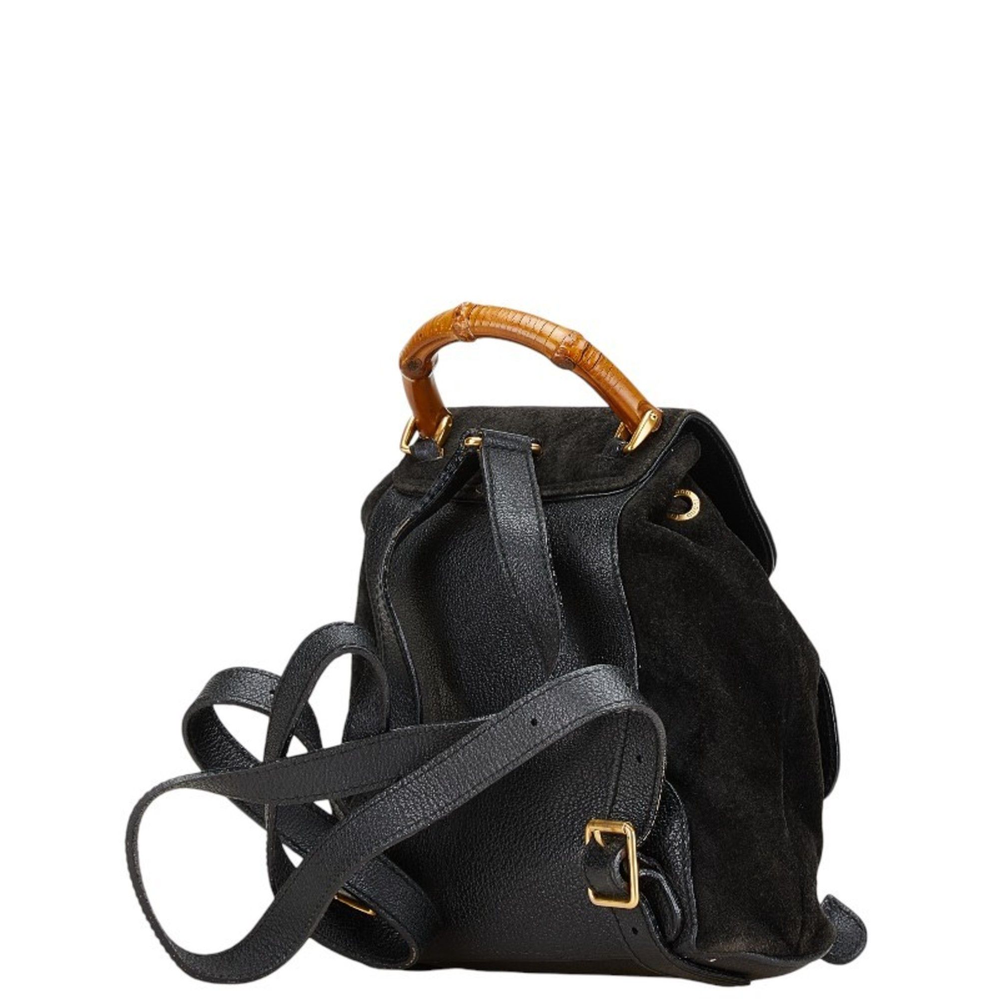 Gucci Gucci Bamboo Backpack 003 2058 0030 Black Leather Suede Women's GUCCI Size ONE SIZE - 2 Thumbnail