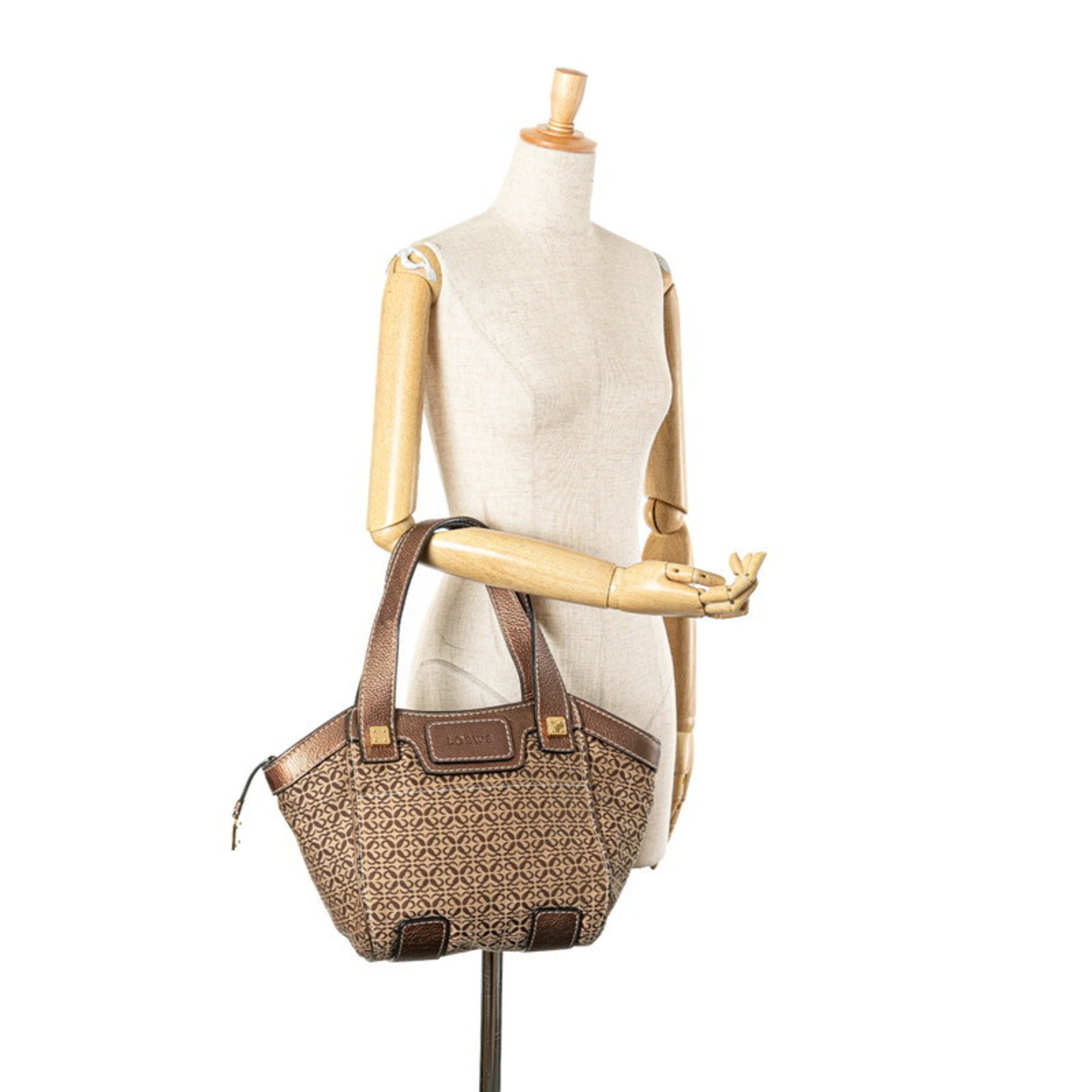 Loewe Loewe New Road Line Handbag in Beige and Brown Canvas Leather for Women Size ONE SIZE - 13 Thumbnail