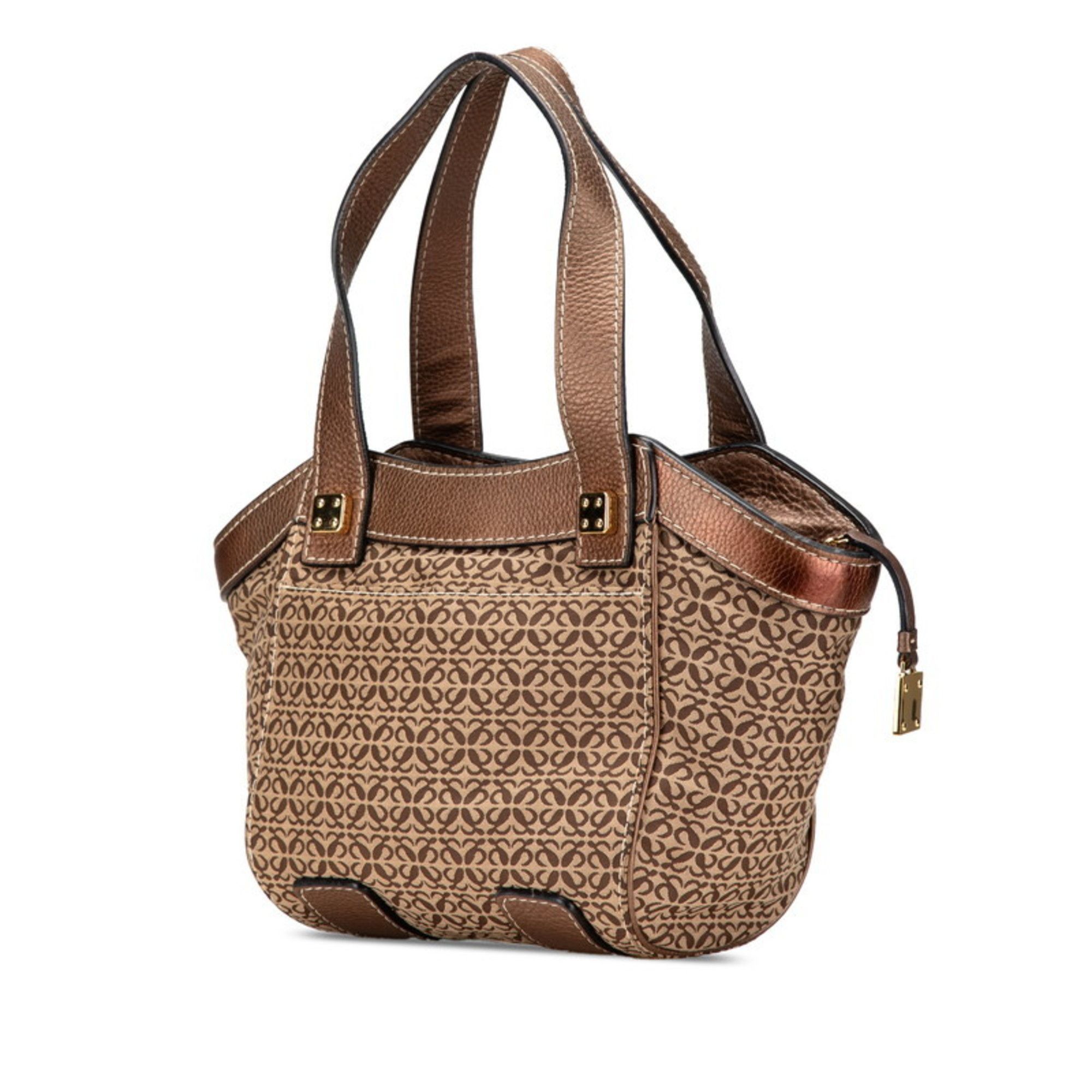 Loewe Loewe New Road Line Handbag in Beige and Brown Canvas Leather for Women Size ONE SIZE - 2 Thumbnail