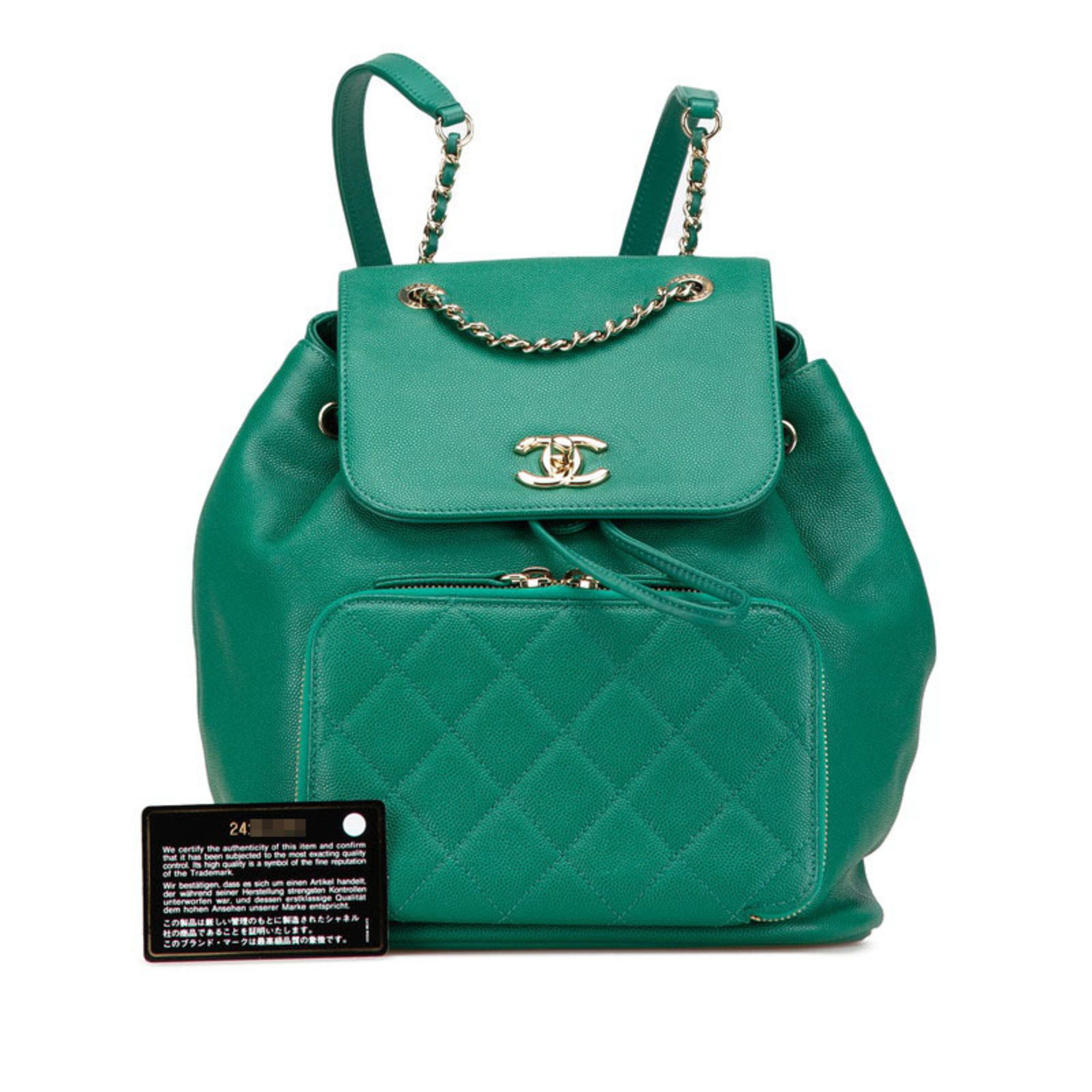 Chanel CHANEL Matelasse Coco Mark Backpack in Green Caviar Leather for Women Size ONE SIZE - 7 Thumbnail