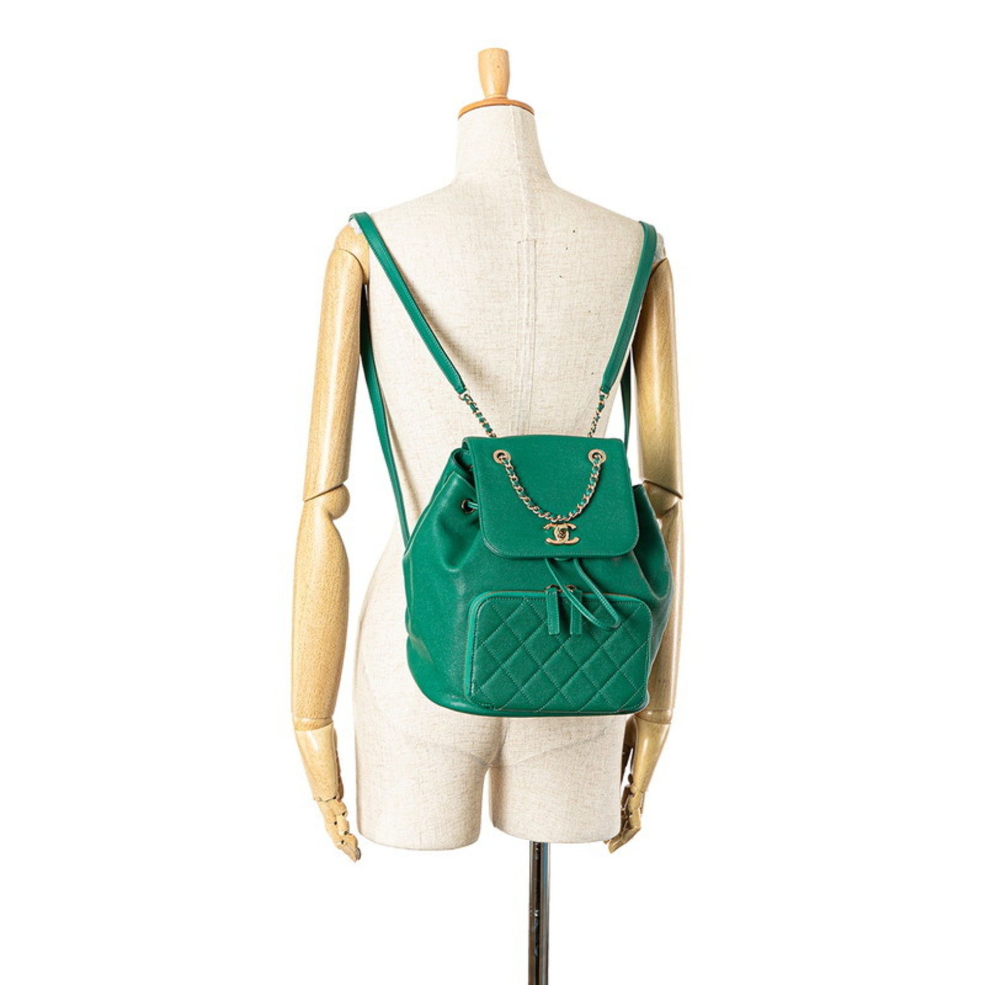 Chanel CHANEL Matelasse Coco Mark Backpack in Green Caviar Leather for Women Size ONE SIZE - 8 Thumbnail