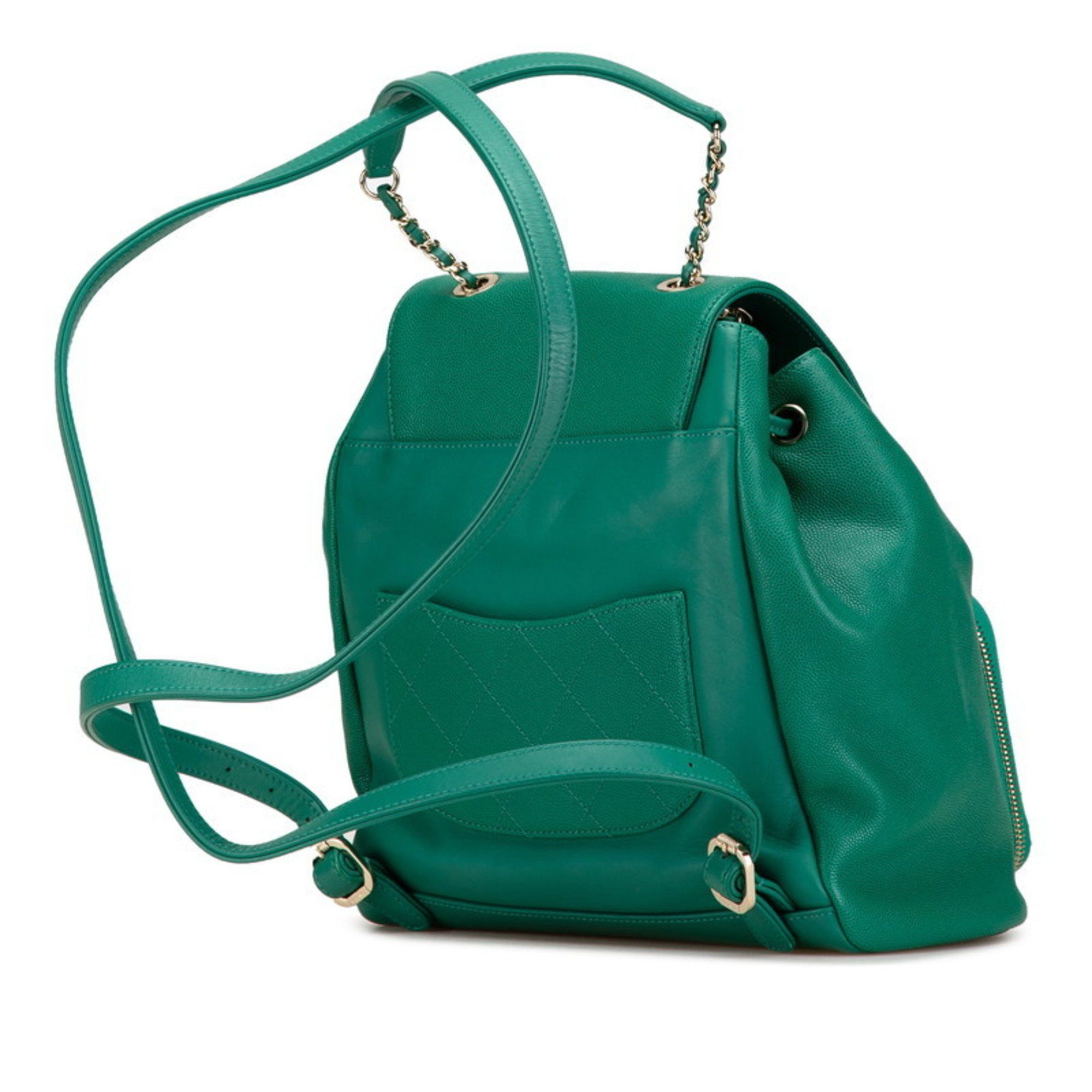 Chanel CHANEL Matelasse Coco Mark Backpack in Green Caviar Leather for Women Size ONE SIZE - 2 Thumbnail