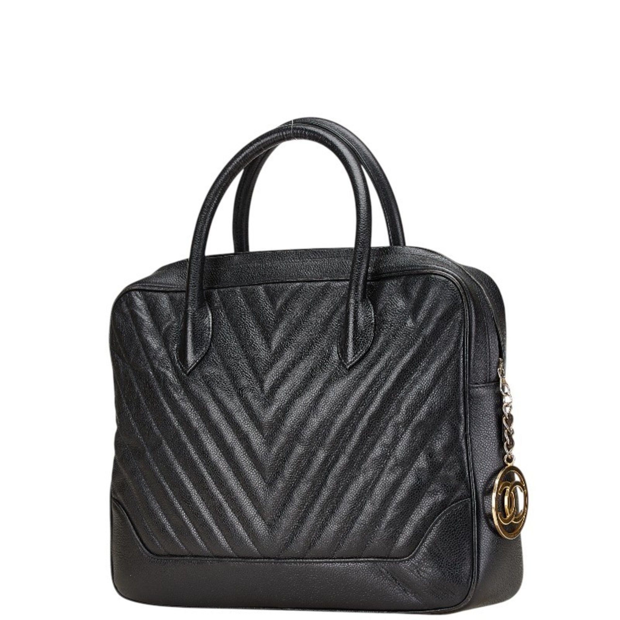 Chanel Chanel Chevron V-Stitch Handbag in Black Caviar Leather for Women Size ONE SIZE - 2 Thumbnail