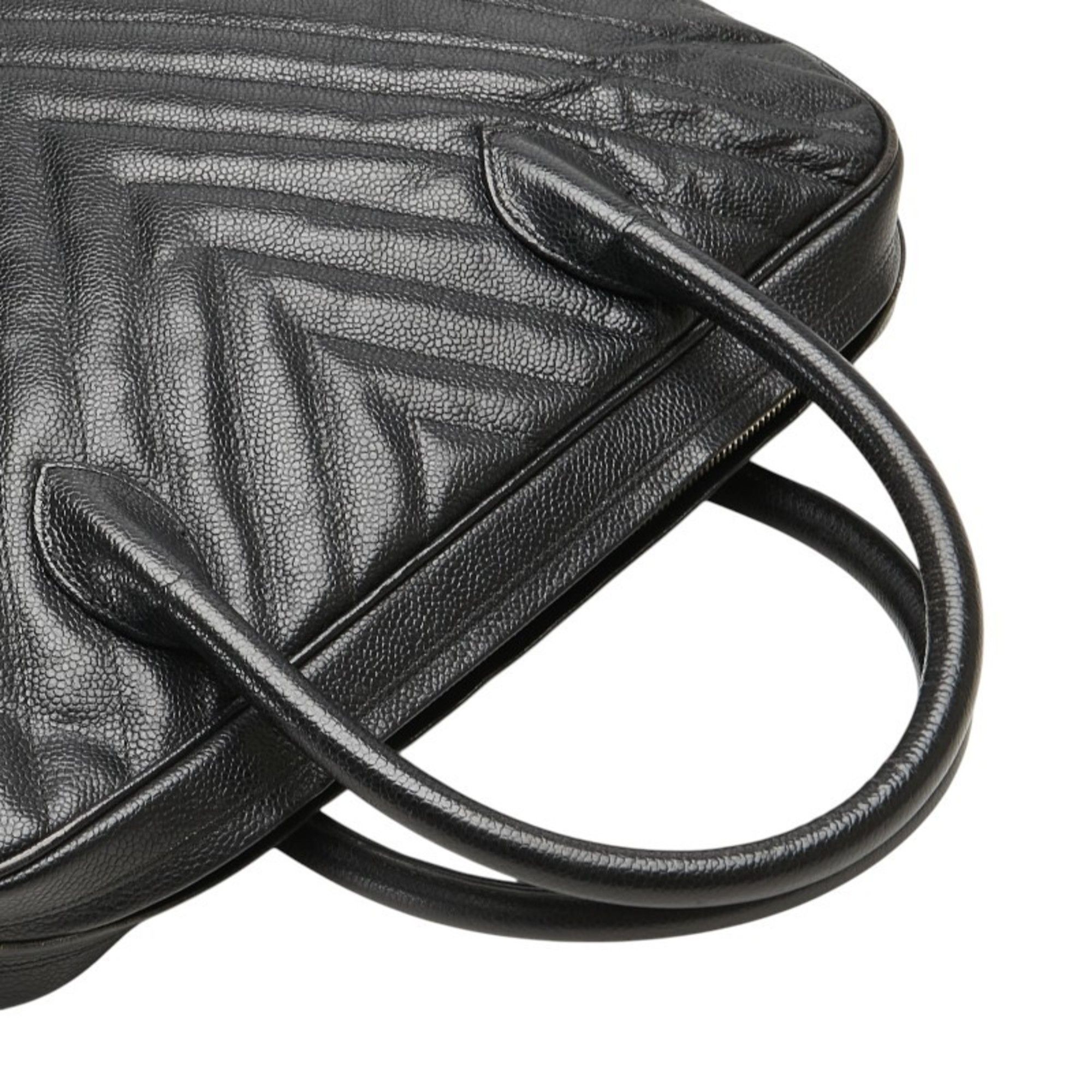 Chanel Chanel Chevron V-Stitch Handbag in Black Caviar Leather for Women Size ONE SIZE - 4 Thumbnail