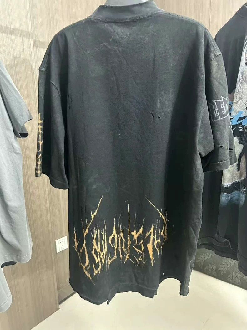 Balenciaga Balenciaga Black Distressed Eiffel Tower Tee - dmc Size US XXL / EU 58 / 5 - 4 Thumbnail