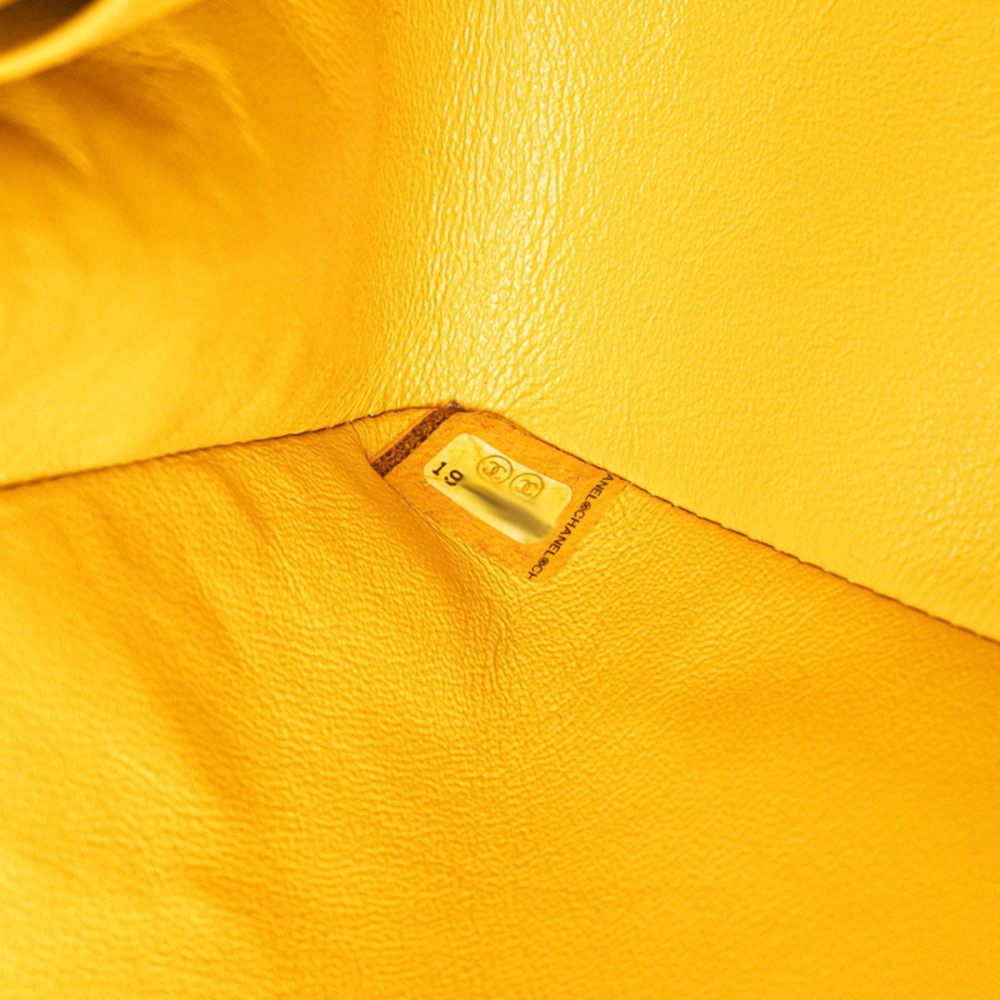 Chanel CHANEL Matelasse Coco Mark Double Flap Chain Shoulder Bag in Yellow and Silver Lambskin for Women Size ONE SIZE - 8 Thumbnail