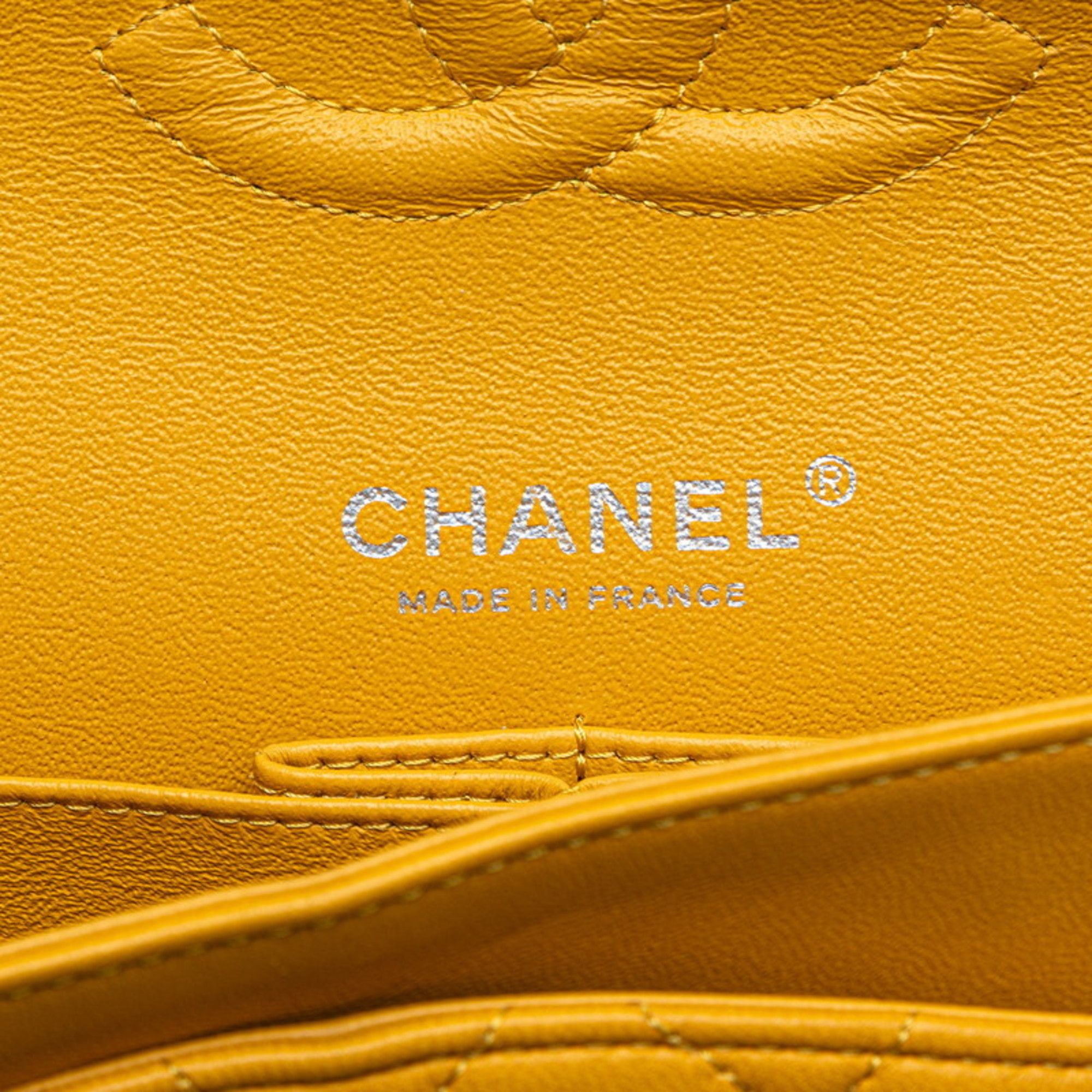 Chanel CHANEL Matelasse Coco Mark Double Flap Chain Shoulder Bag in Yellow and Silver Lambskin for Women Size ONE SIZE - 7 Thumbnail