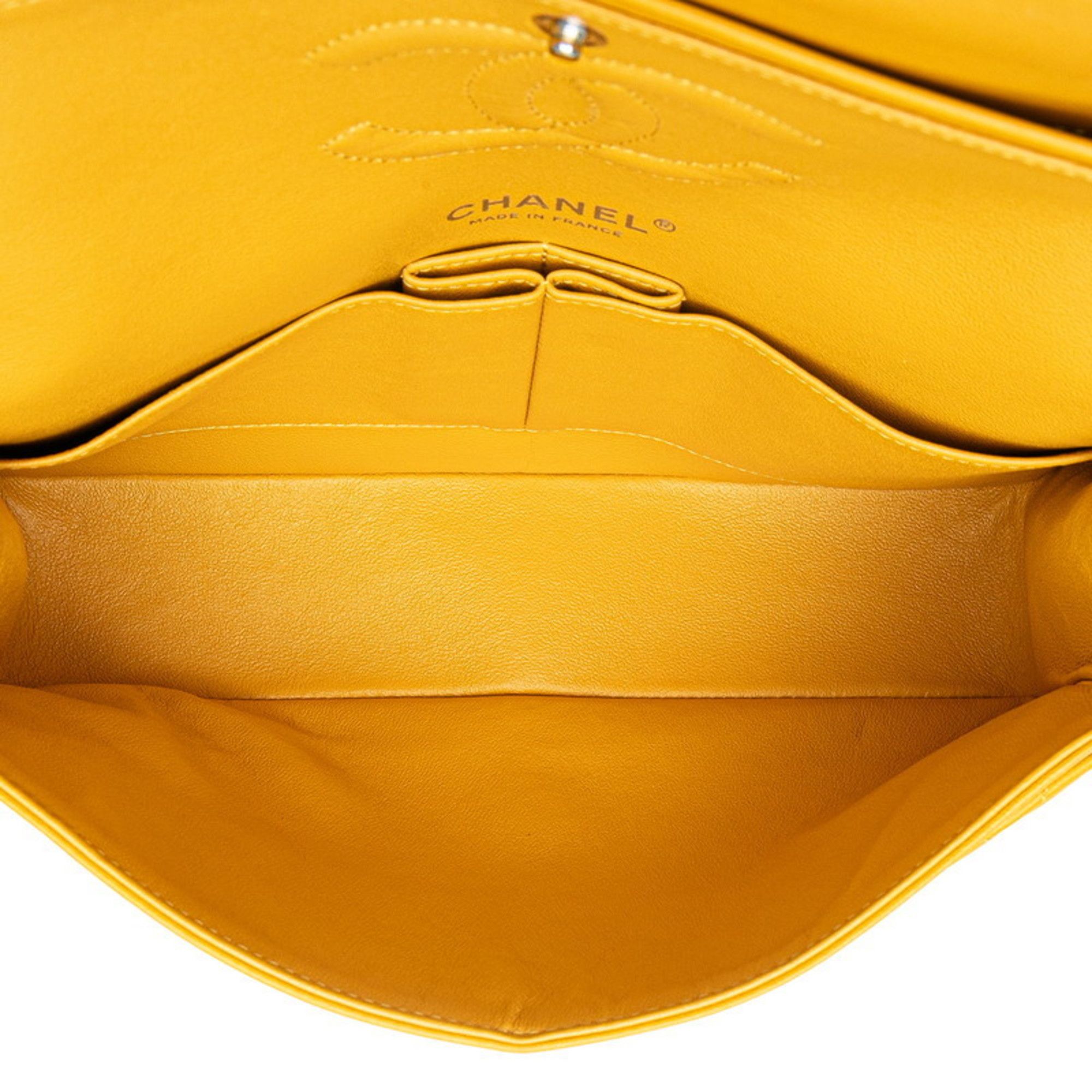 Chanel CHANEL Matelasse Coco Mark Double Flap Chain Shoulder Bag in Yellow and Silver Lambskin for Women Size ONE SIZE - 6 Thumbnail