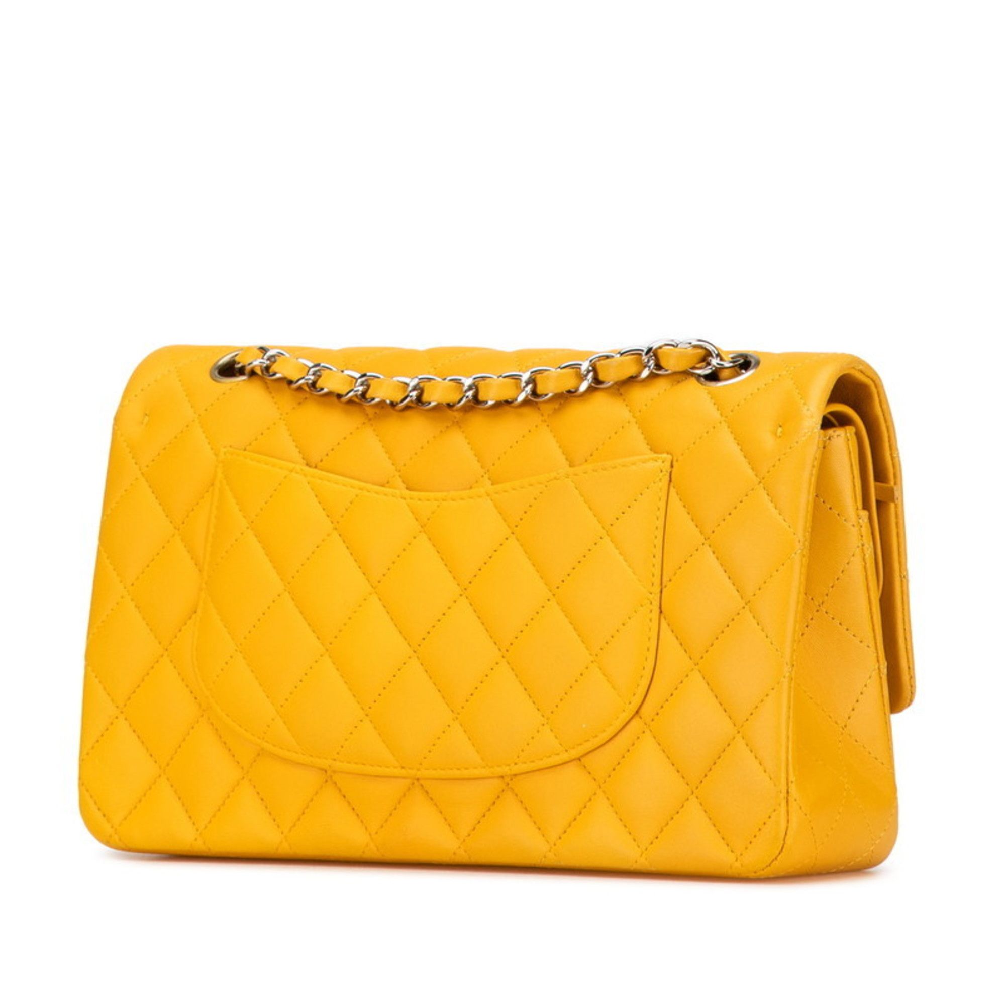 Chanel CHANEL Matelasse Coco Mark Double Flap Chain Shoulder Bag in Yellow and Silver Lambskin for Women Size ONE SIZE - 2 Thumbnail