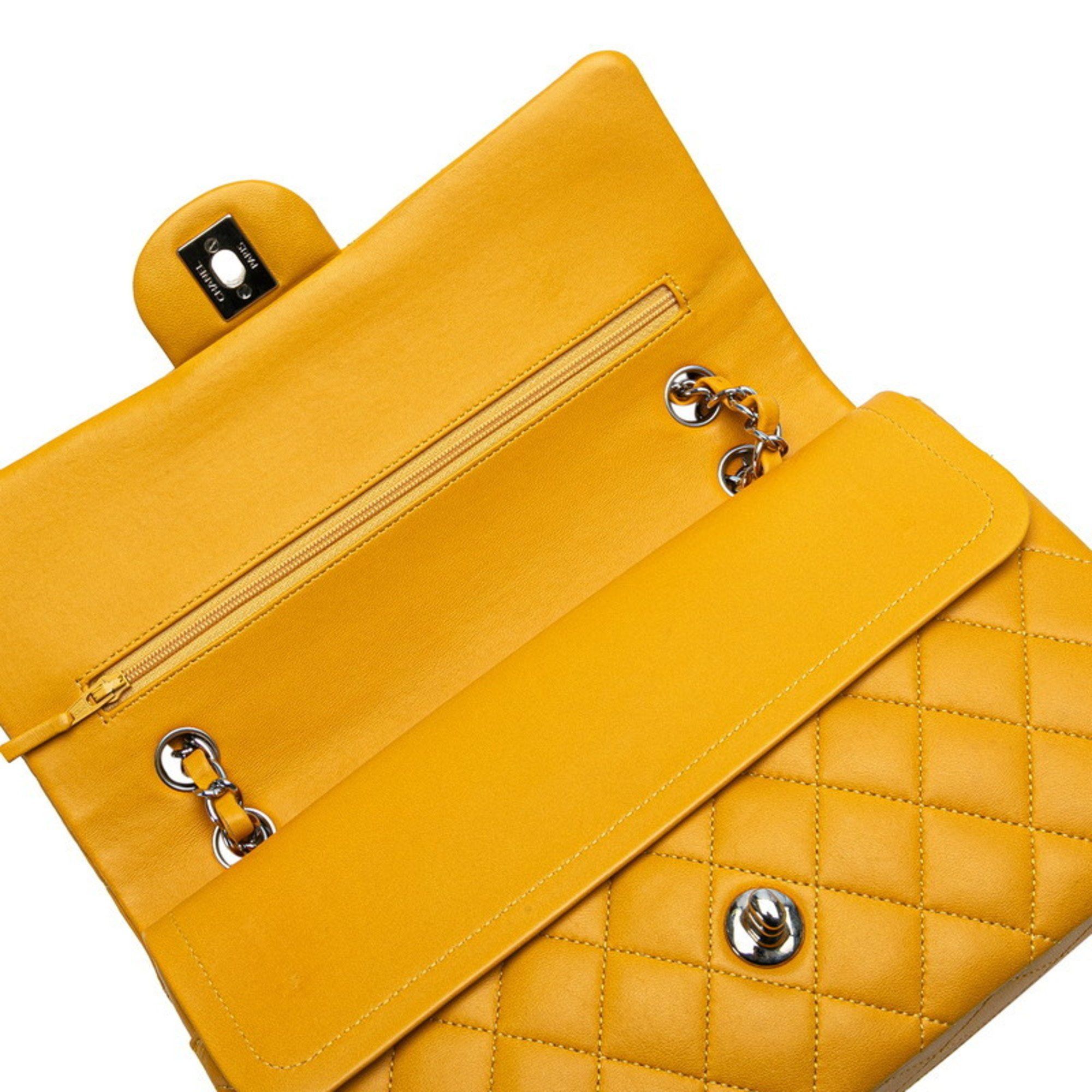 Chanel CHANEL Matelasse Coco Mark Double Flap Chain Shoulder Bag in Yellow and Silver Lambskin for Women Size ONE SIZE - 4 Thumbnail