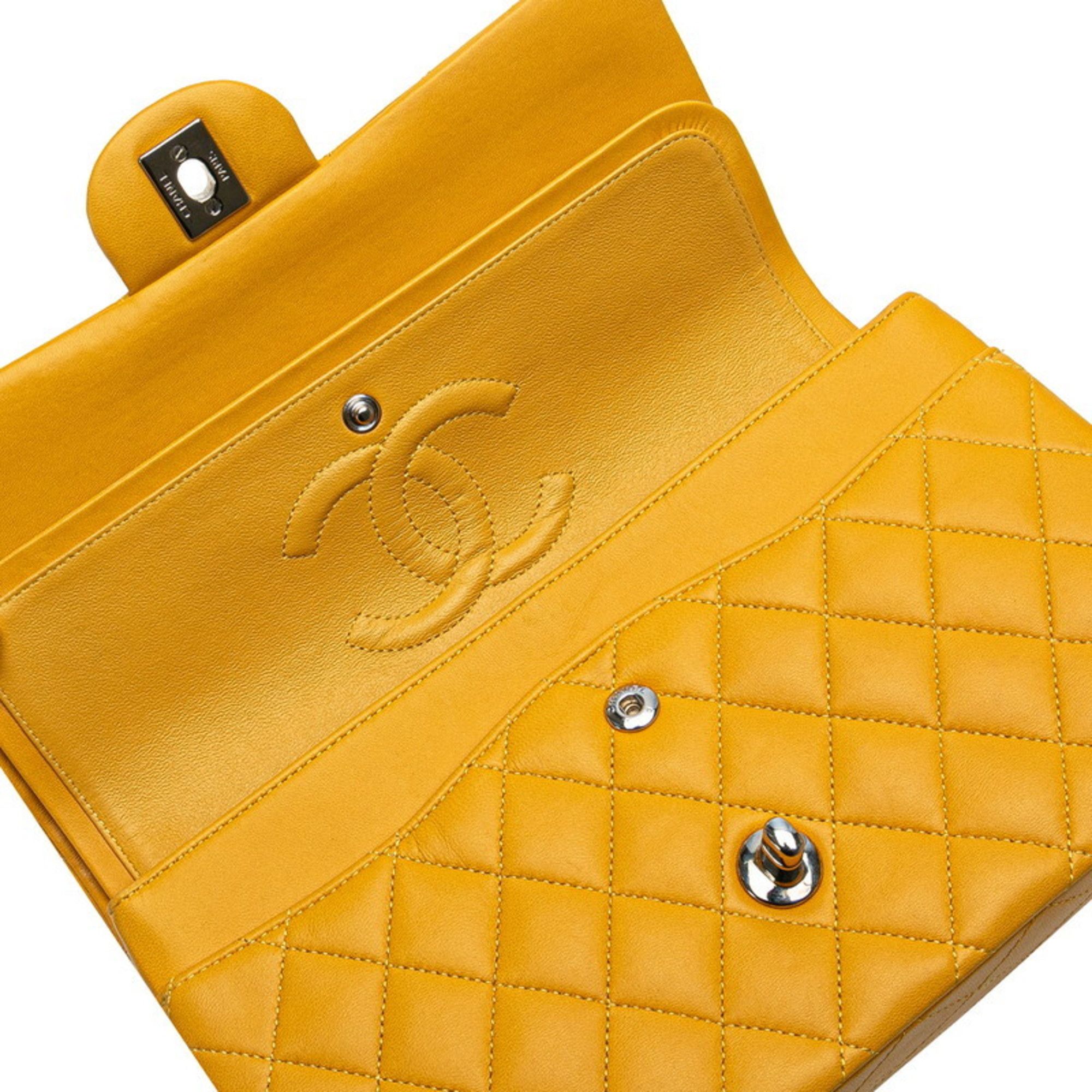 Chanel CHANEL Matelasse Coco Mark Double Flap Chain Shoulder Bag in Yellow and Silver Lambskin for Women Size ONE SIZE - 5 Thumbnail