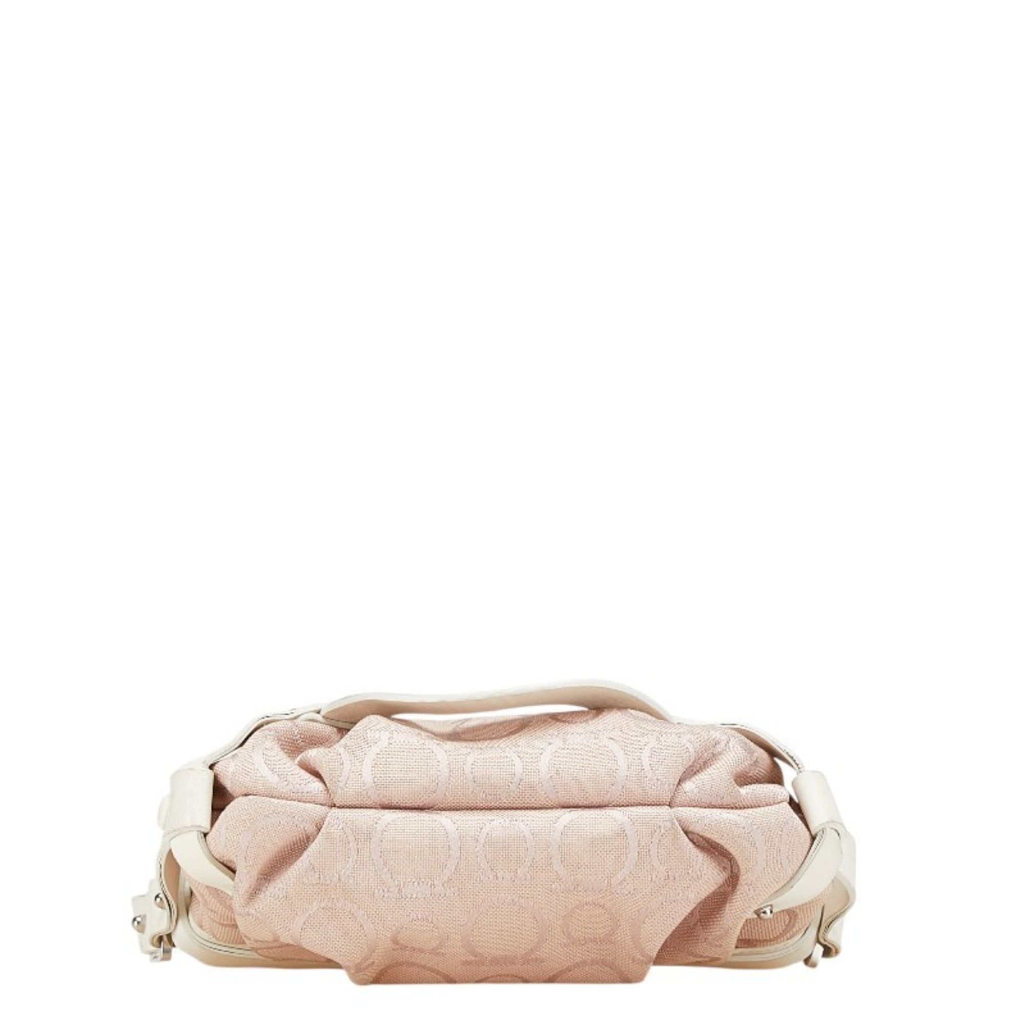Salvatore Ferragamo Salvatore Ferragamo Gancini One-Shoulder Bag AU-21 5866 Pink and White Canvas Leather Women's Size ONE SIZE - 3 Thumbnail
