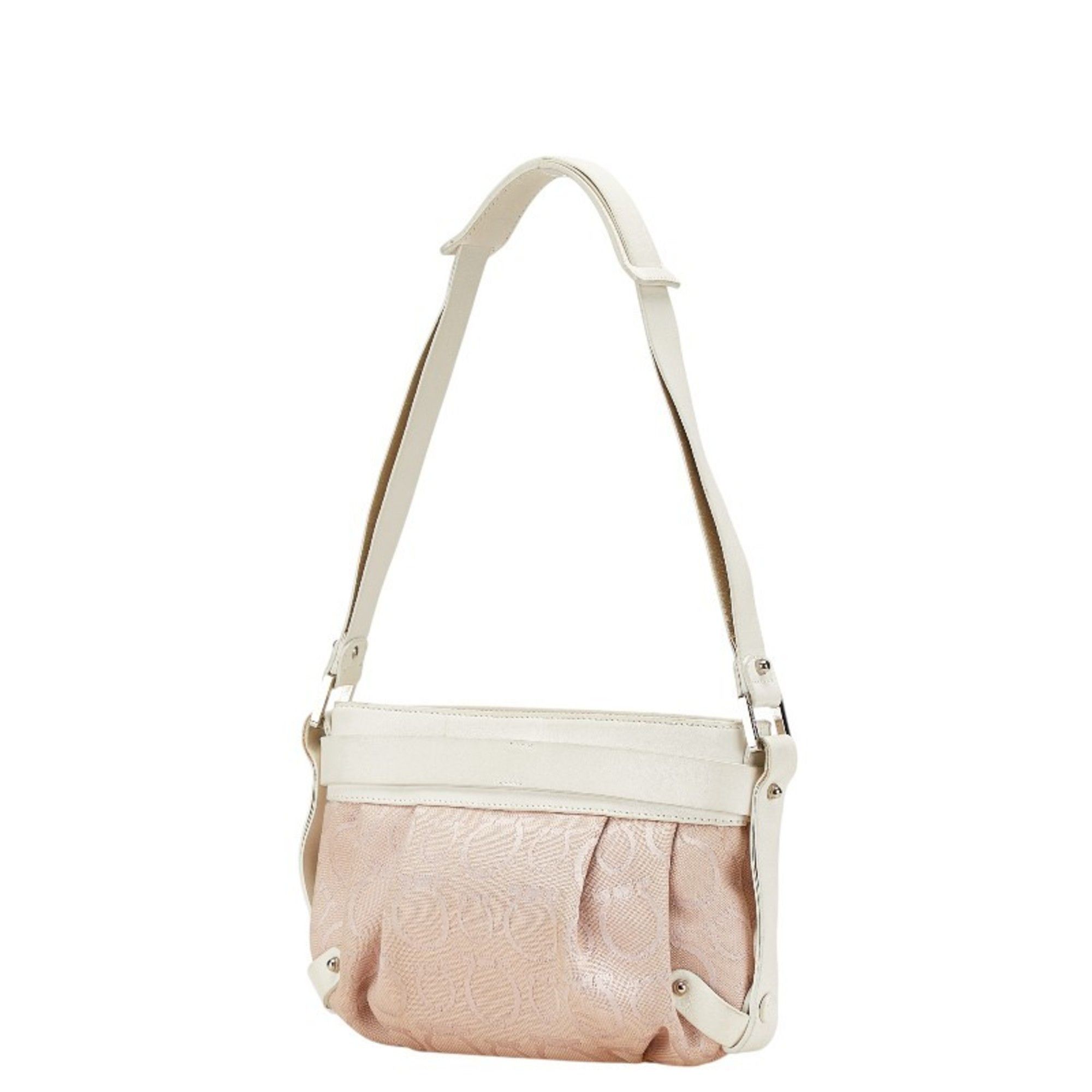 Salvatore Ferragamo Salvatore Ferragamo Gancini One-Shoulder Bag AU-21 5866 Pink and White Canvas Leather Women's Size ONE SIZE - 2 Thumbnail
