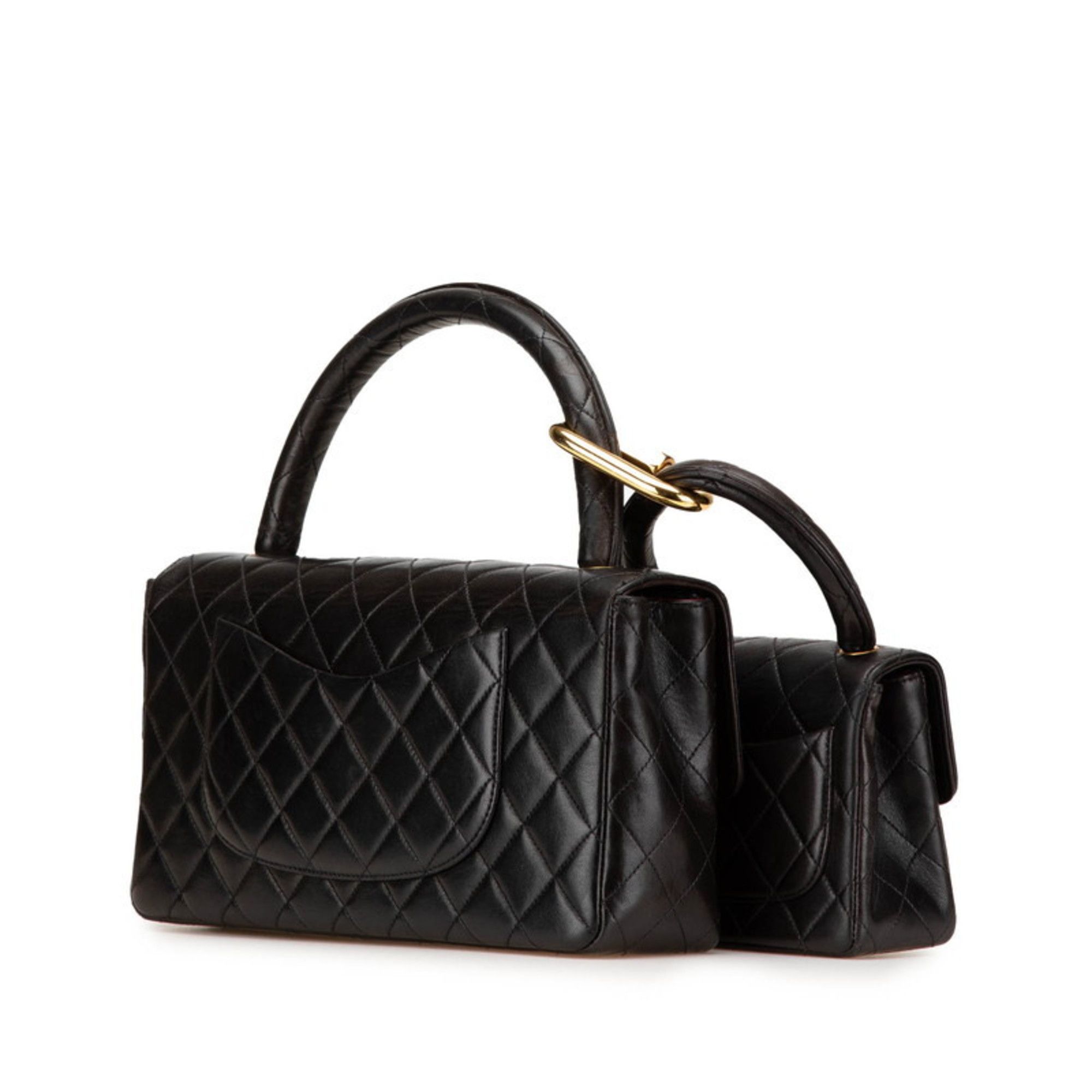 Chanel CHANEL Top Handle Parent-Child Handbag in Black Lambskin for Women Size ONE SIZE - 2 Thumbnail