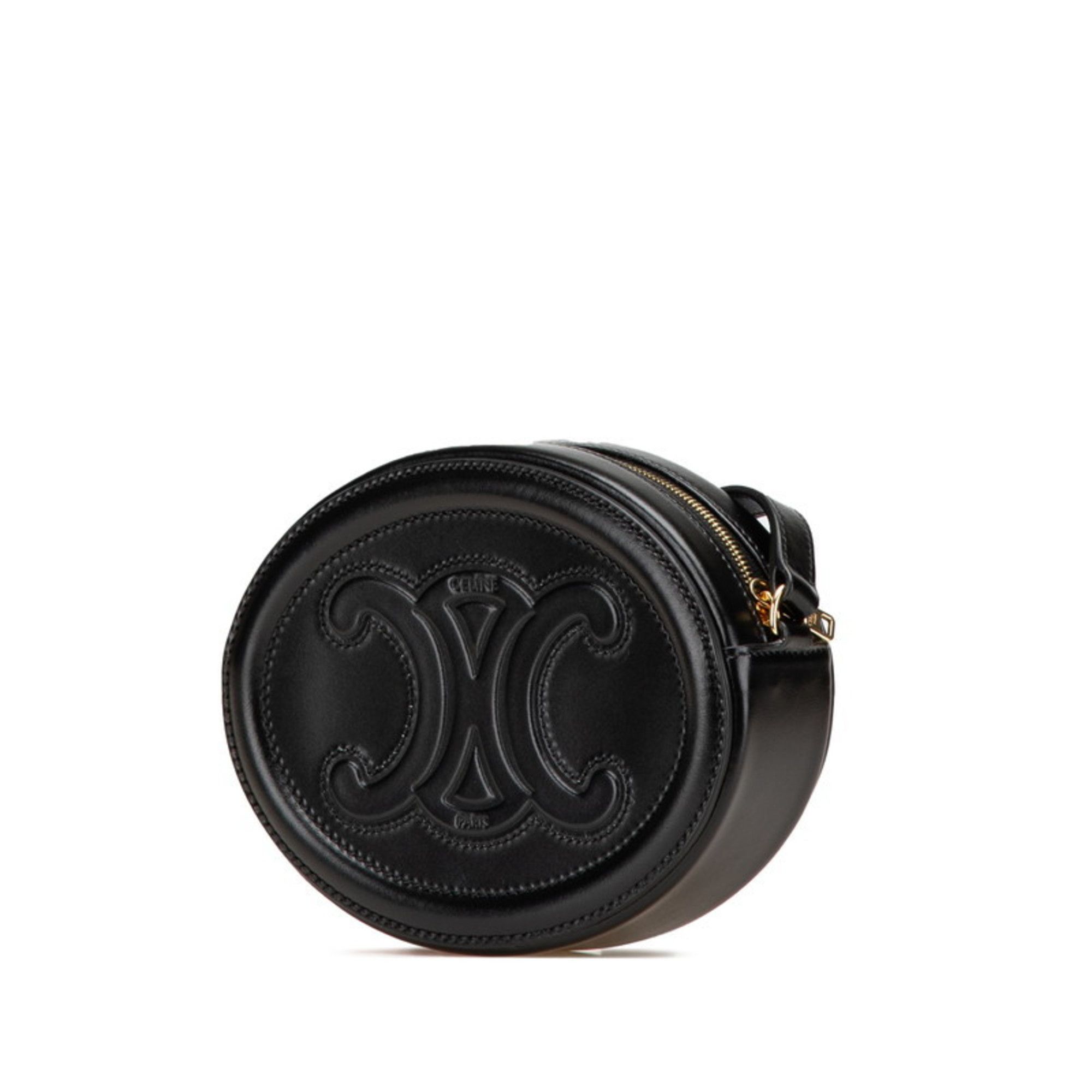 Celine Celine Triomphe Shoulder Bag in Black Leather for Women Size ONE SIZE - 2 Thumbnail