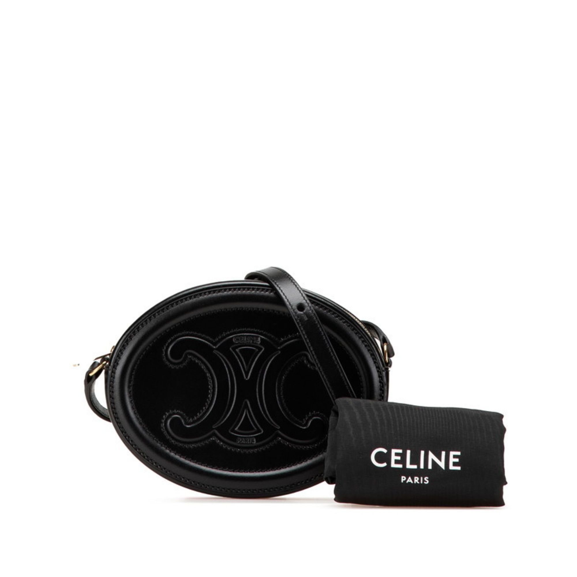 Celine Celine Triomphe Shoulder Bag in Black Leather for Women Size ONE SIZE - 10 Thumbnail