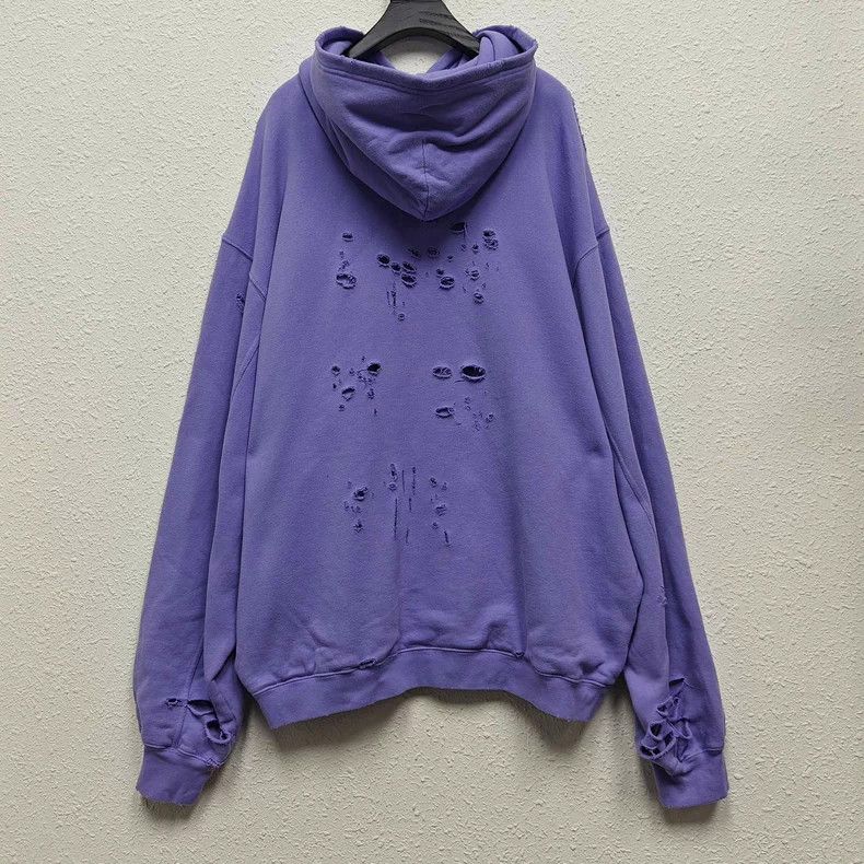 Balenciaga Balenciaga Purple Logo Distressed Hoodie - dmc Size US L / EU 52-54 / 3 - 2 Thumbnail