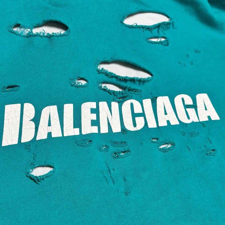 Balenciaga Balenciaga Distressed Washed Hoodie Green - dmc Size US M / EU 48-50 / 2 - 3 Thumbnail
