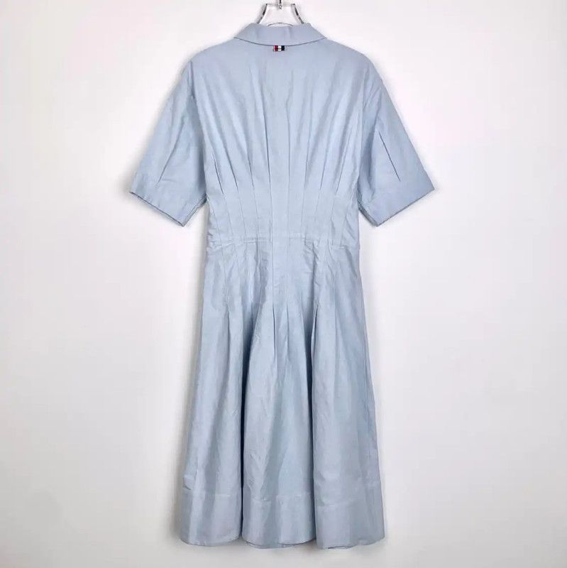 Thom Browne Thom Browne Blue Cotton Women's Dress 0089 Size M / US 6-8 / IT 42-44 - 2 Thumbnail
