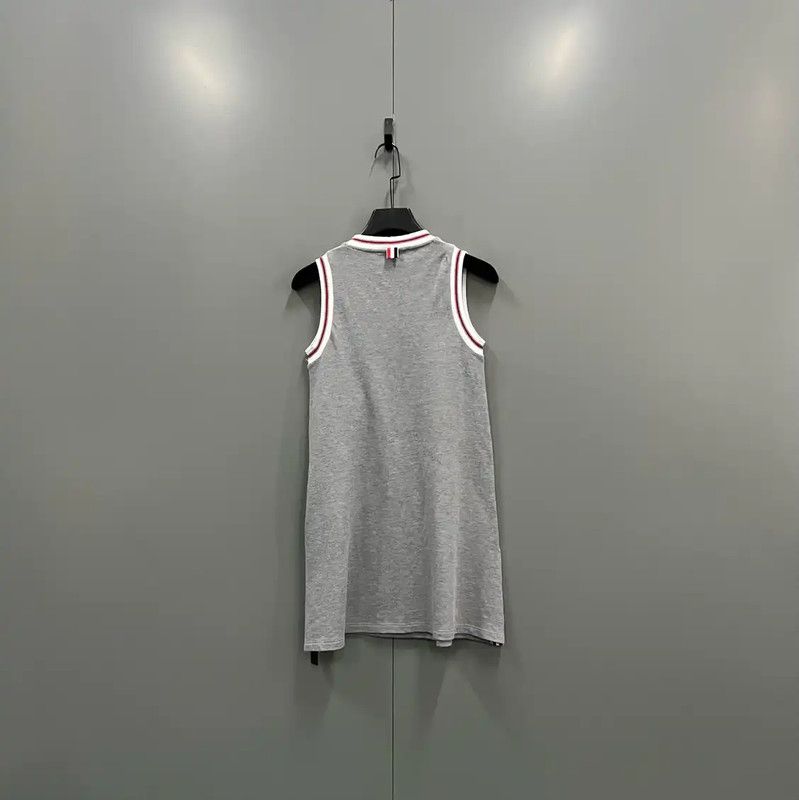 Thom Browne Thom Browne Summer Gray Cotton Midi Dress 0089 Size ONE SIZE - 4 Thumbnail