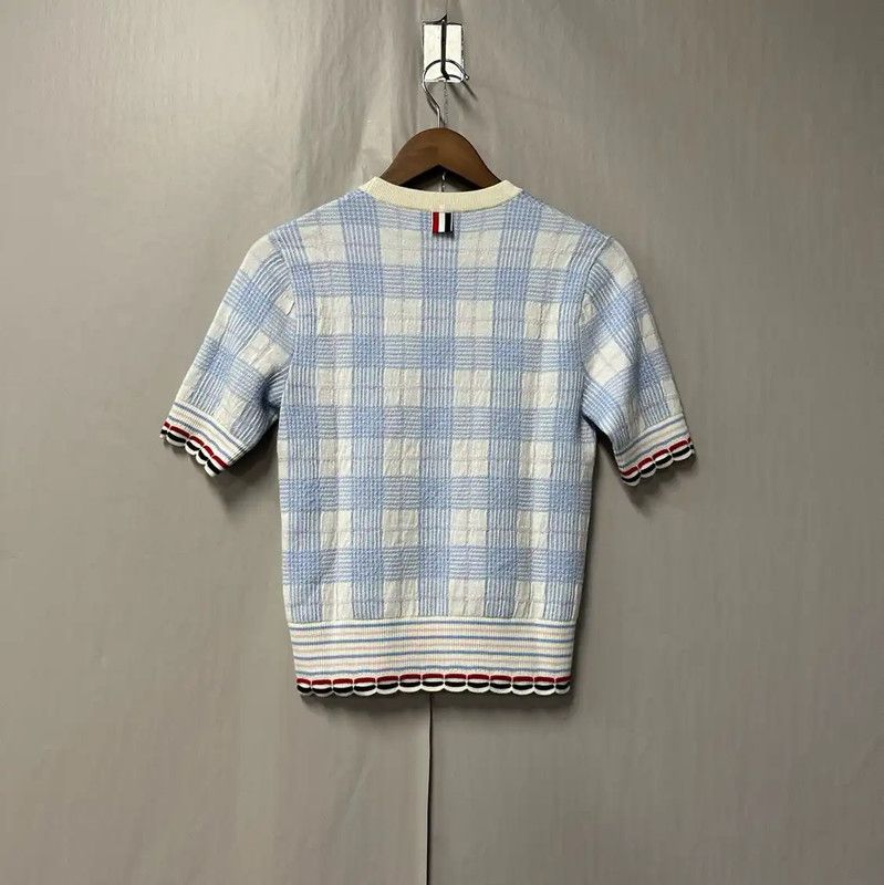 Thom Browne Thom Browne Blue Wool Sweater with Check Pattern 0089 Size M / US 6-8 / IT 42-44 - 2 Thumbnail