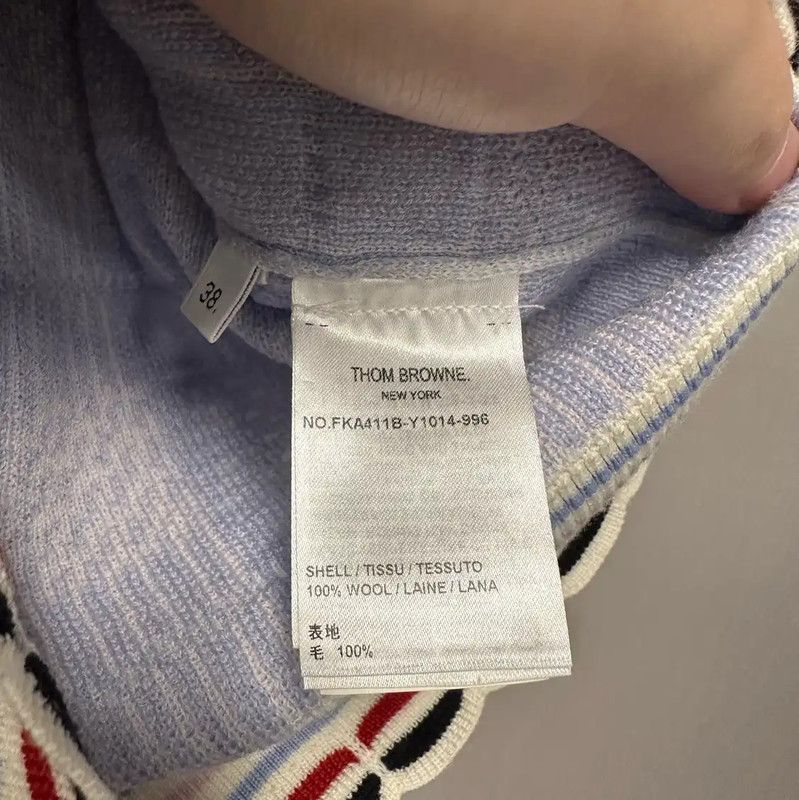 Thom Browne Thom Browne Blue Wool Sweater with Check Pattern 0089 Size M / US 6-8 / IT 42-44 - 5 Thumbnail