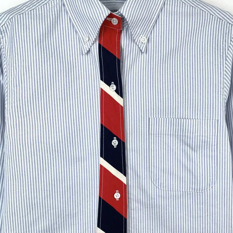 Thom Browne Thom Browne Striped Cotton Shirt with Tie 0089 Size S / US 4 / IT 40 - 4 Thumbnail