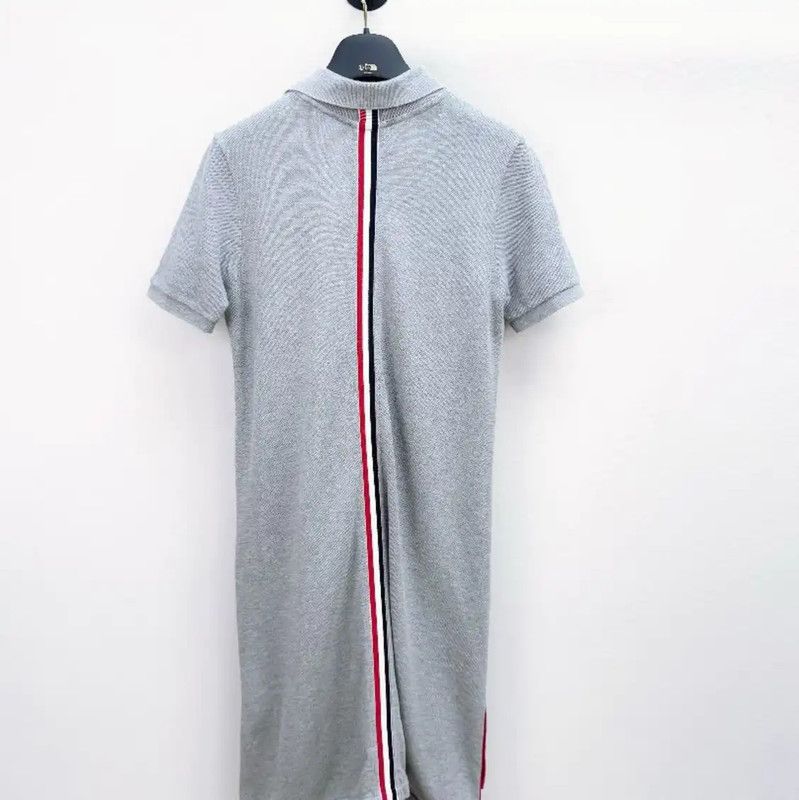 Thom Browne Thom Browne Gray Cotton Polo Dress for Women 0089 Size S / US 4 / IT 40 - 2 Thumbnail
