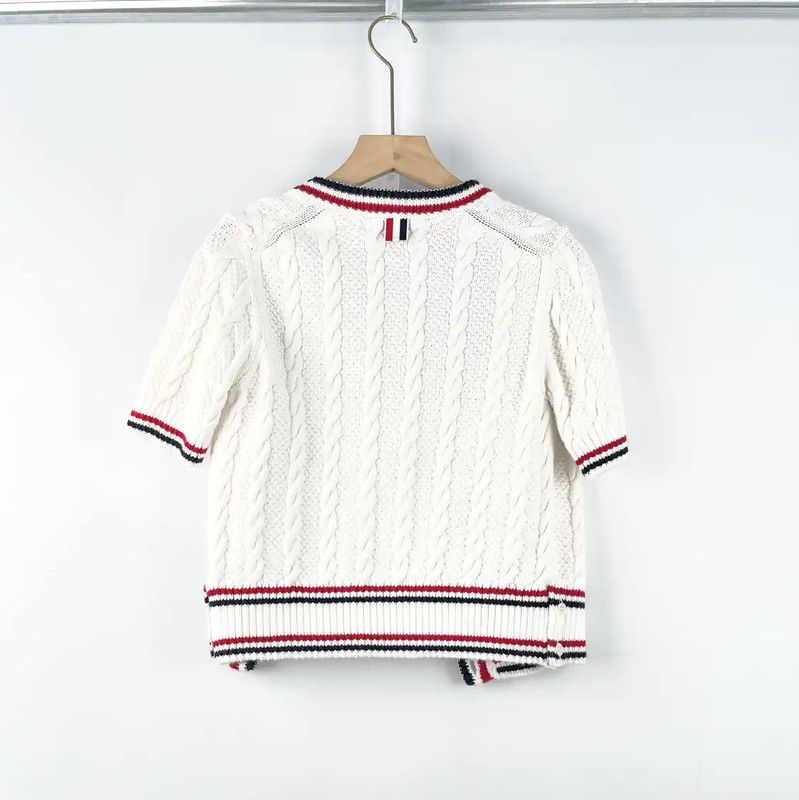 Thom Browne Thom Browne White Short Sleeve Sweater 0089 Size XXS / US 00 / IT 34 - 2 Thumbnail