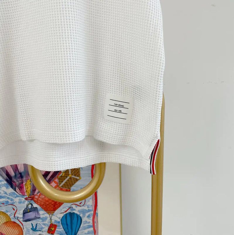 Thom Browne Thom Browne White Cotton Long Sleeve Tee 0089 Size M / US 6-8 / IT 42-44 - 4 Thumbnail