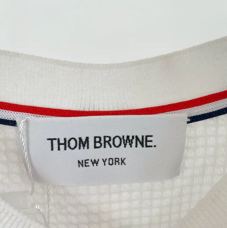Thom Browne Thom Browne White Cotton Long Sleeve Tee 0089 Size M / US 6-8 / IT 42-44 - 6 Thumbnail