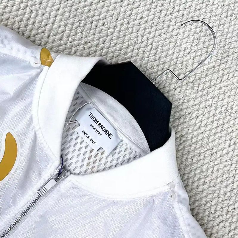 Thom Browne Thom Browne White Jacket with Yellow Print 0089 Size S / US 4 / IT 40 - 3 Thumbnail