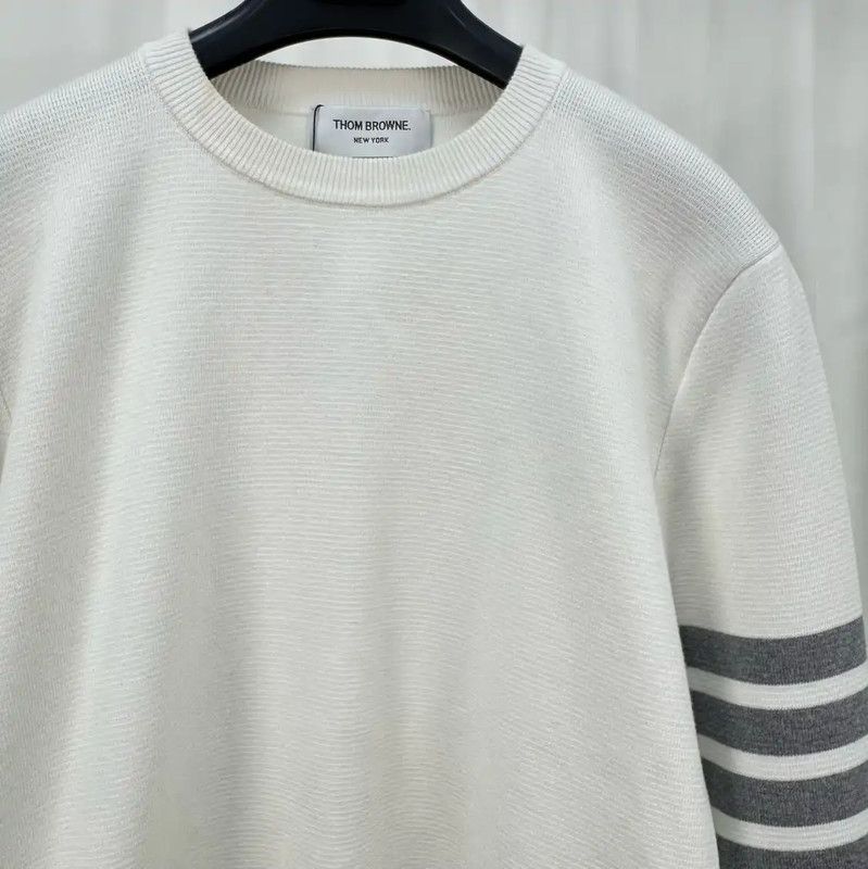 Thom Browne Thom Browne White Striped Long Sleeve Sweatshirt 0089 Size S / US 4 / IT 40 - 3 Thumbnail
