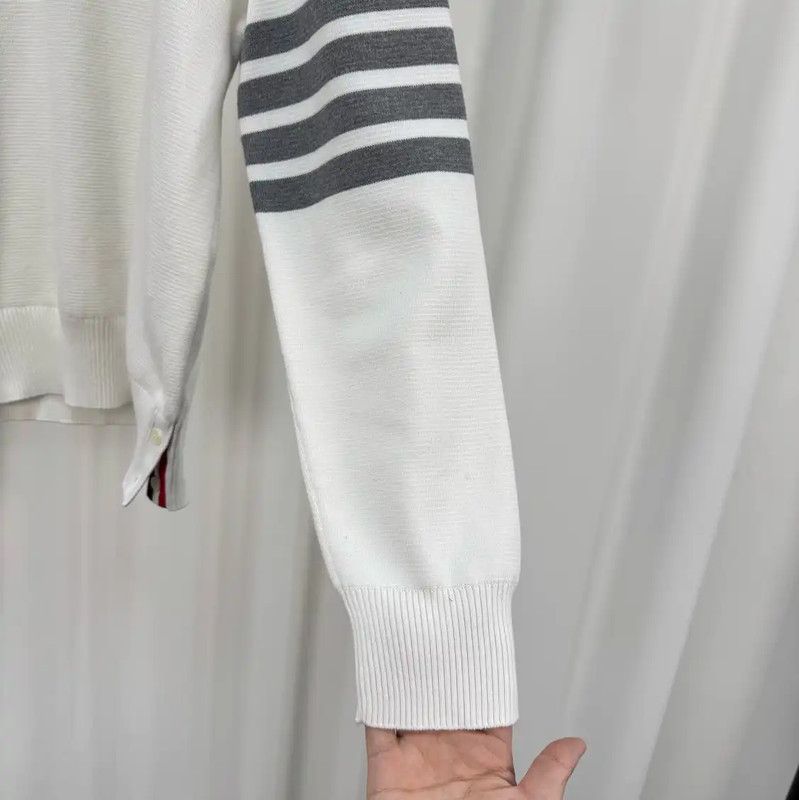 Thom Browne Thom Browne White Striped Long Sleeve Sweatshirt 0089 Size S / US 4 / IT 40 - 4 Thumbnail