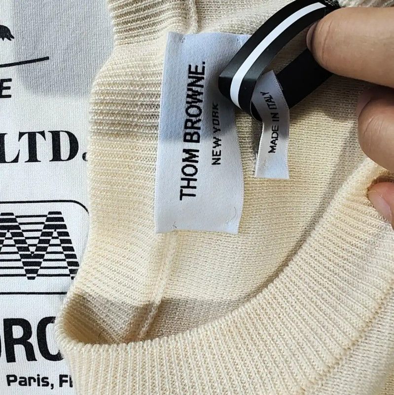 Thom Browne Thom Browne Beige Wool Sweater for Women 0089 Size S / US 4 / IT 40 - 3 Thumbnail