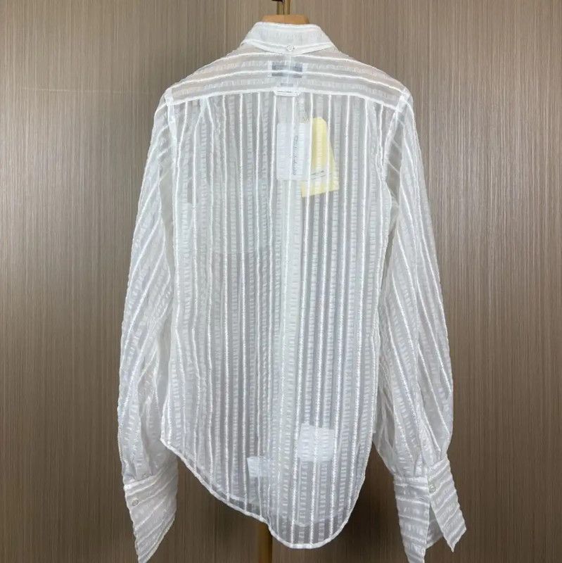 Thom Browne Thom Browne White Sheer Striped Blouse 0089 Size L / US 10 / IT 46 - 2 Thumbnail
