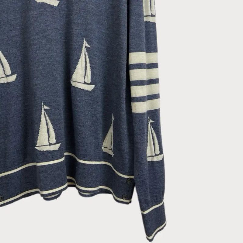 Thom Browne Thom Browne Blue Cotton Long Sleeve Pullover Sweater 0089 Size XL / US 12-14 / IT 48-50 - 4 Thumbnail