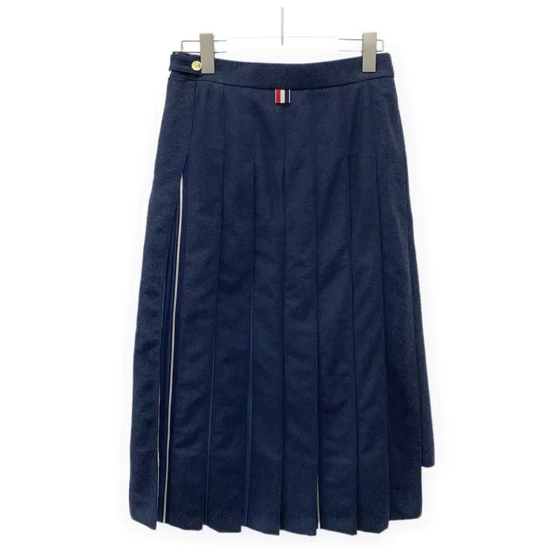 Thom Browne Thom Browne Navy Wool Pleated Skirt 0089 Size 23" - 2 Thumbnail