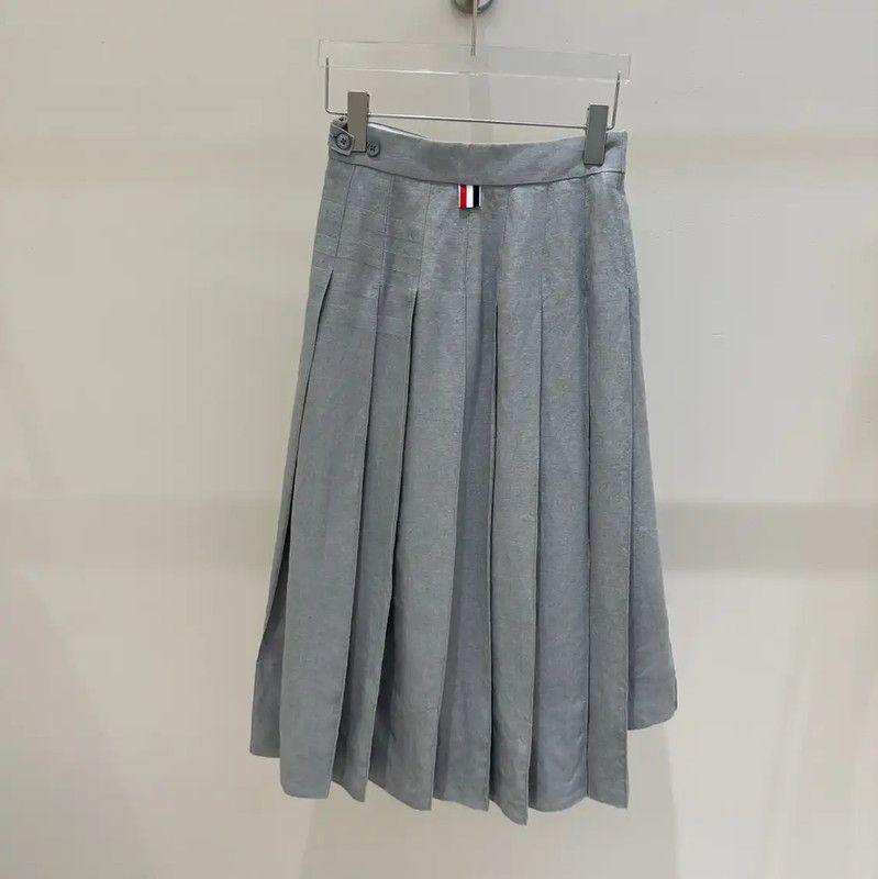 Thom Browne Thom Browne Pleated Gray Wool Midi Skirt 0089 Size 23" - 4 Thumbnail