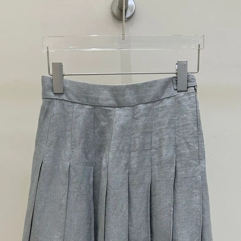 Thom Browne Thom Browne Pleated Gray Wool Midi Skirt 0089 Size 23" - 2 Thumbnail