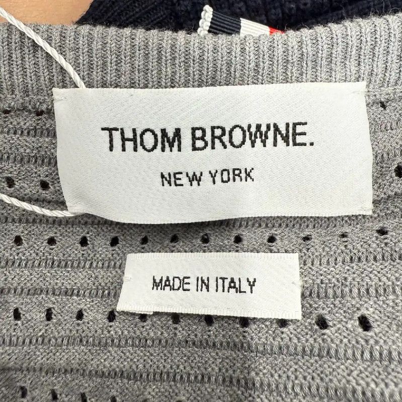 Thom Browne Thom Browne Women's Gray Wool Sweater 0089 Size L / US 10 / IT 46 - 3 Thumbnail