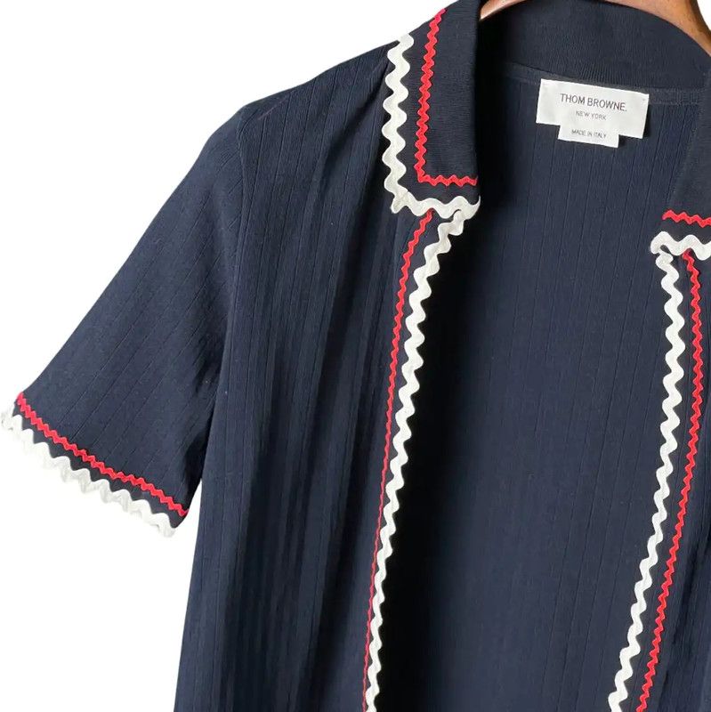 Thom Browne Thom Browne Women's Short Sleeve Blue Cardigan 0089 Size L / US 10 / IT 46 - 4 Thumbnail