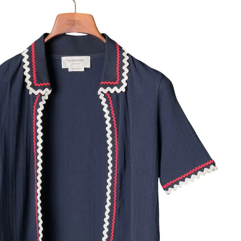 Thom Browne Thom Browne Women's Short Sleeve Blue Cardigan 0089 Size L / US 10 / IT 46 - 3 Thumbnail