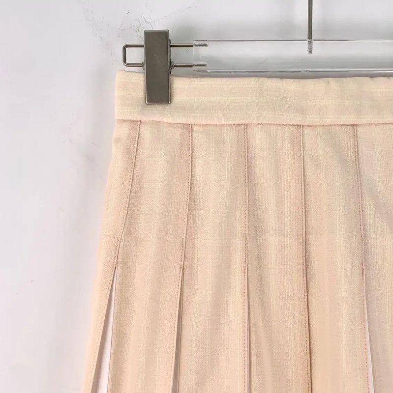 Thom Browne Thom Browne Beige Wool Pleated Skirt 0089 Size 22" - 3 Thumbnail