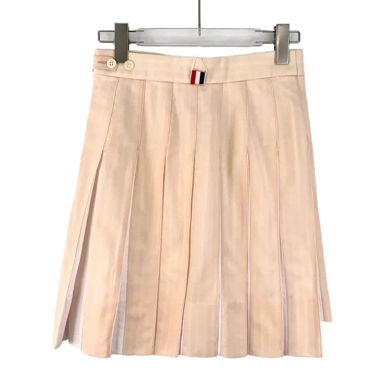 Thom Browne Thom Browne Beige Wool Pleated Skirt 0089 Size 22" - 2 Thumbnail