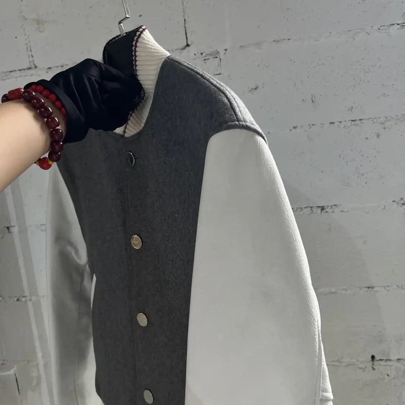 Thom Browne Thom Browne Gray Leather Women's Jacket 0089 Size M / US 6-8 / IT 42-44 - 3 Thumbnail