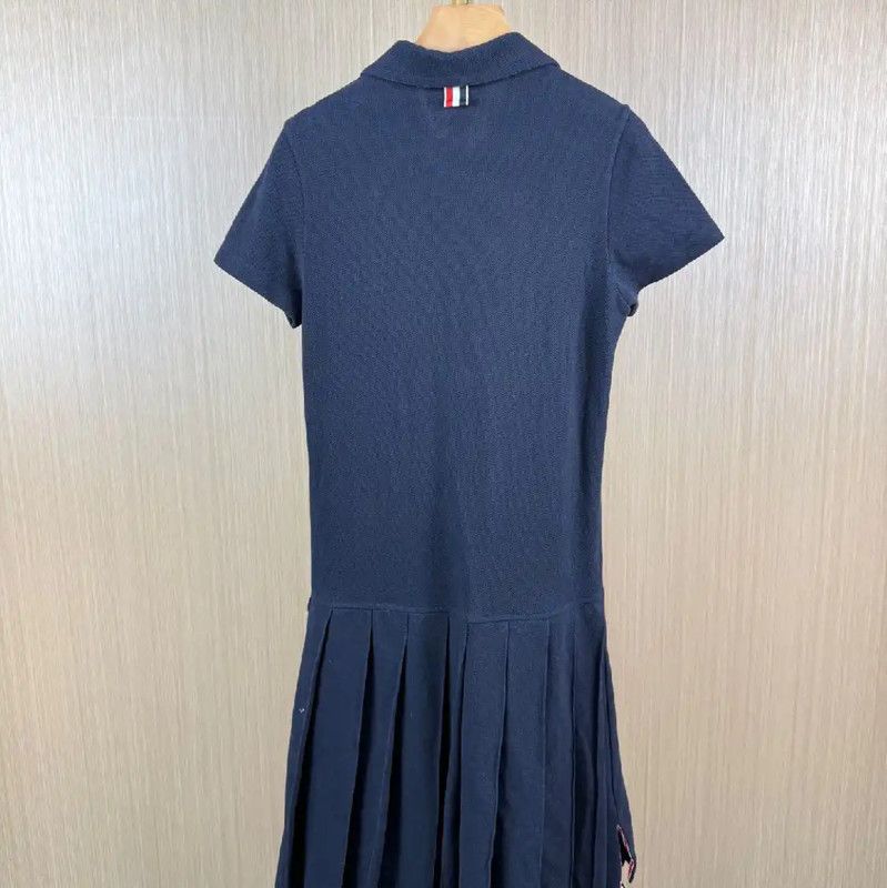 Thom Browne Thom Browne Navy Cotton Women's Dress 0089 Size M / US 6-8 / IT 42-44 - 2 Thumbnail